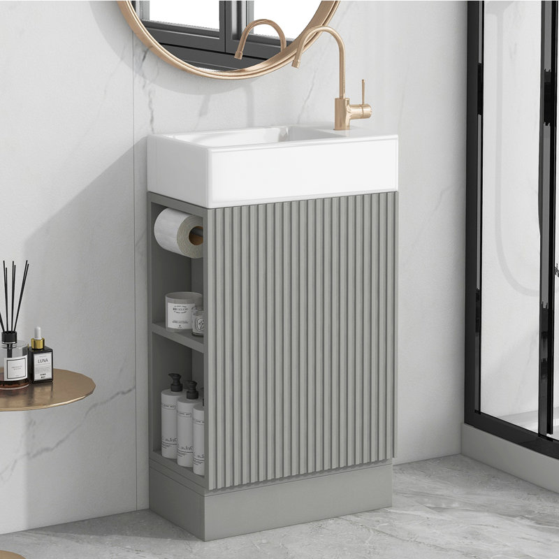 Meuble-lavabo 18,6 po avec lavabo, Gris