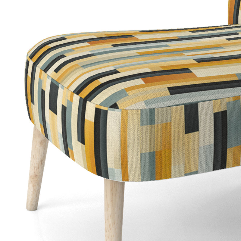 Chaise d'appoint rembourrée moderne et contemporaine à motif de rayures jaunes