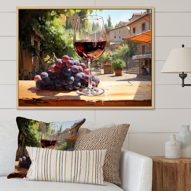 «Balayage de bourgogne», art mural vin, H 16 po x l 32 po x P 1 po, Cadre flottant blanc