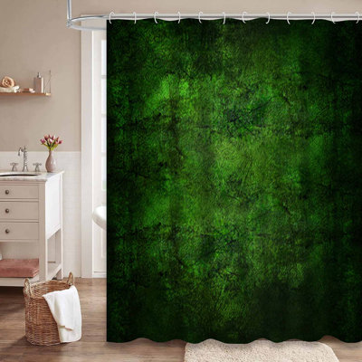 Rideau de douche vert antique avec 12 crochets