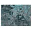 Tapis extérieur lavable antidérapant floral bleu sarcelle et gris 2 pi x 3 pi