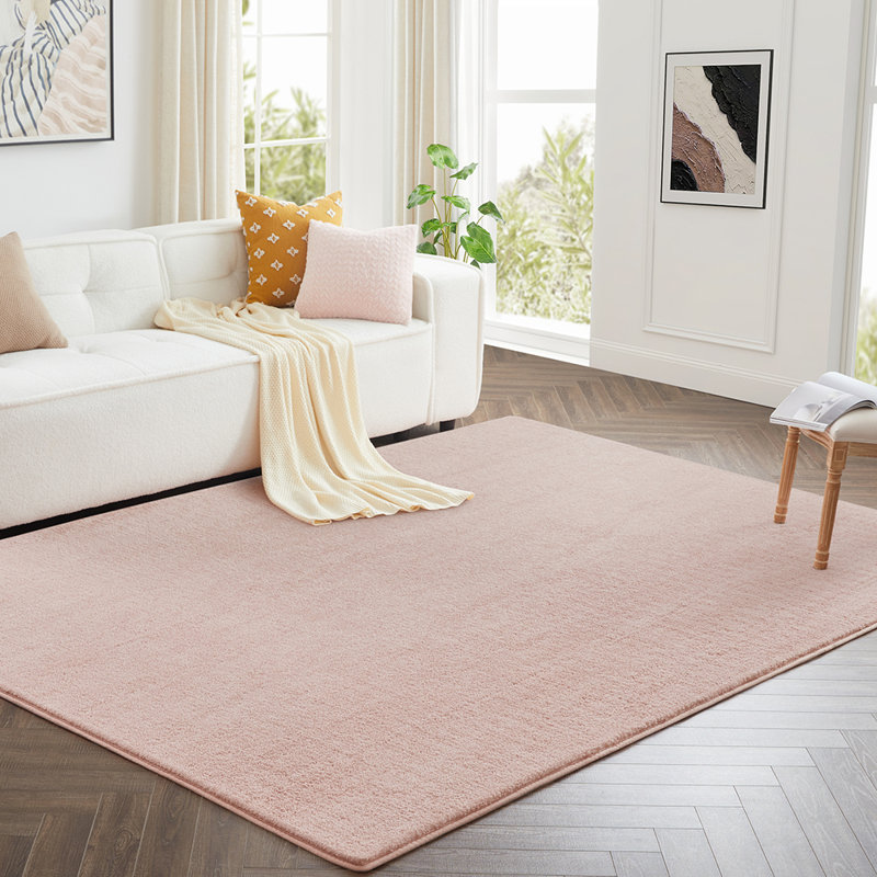 Luxury Pashmina Rug High Low Pile Bedroom Carpet , 120x170 cm, Light Pink