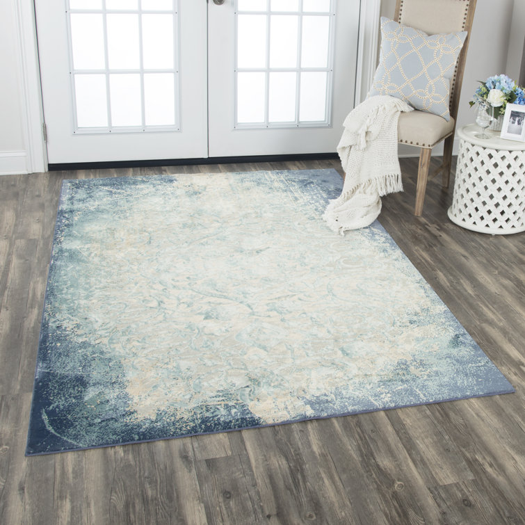 Tapis bleu/crème Carey