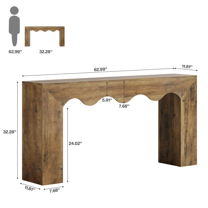 160 cm Console Table with Wavy Design