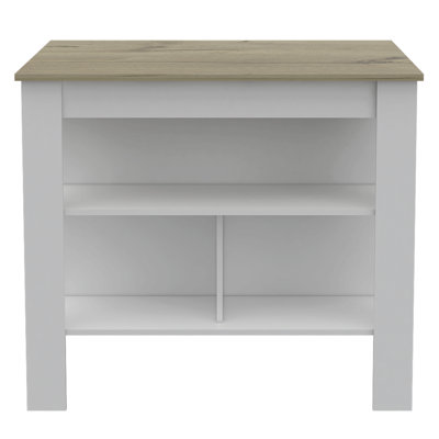Cala Kitchen Island, Four Legs, Three Shelves