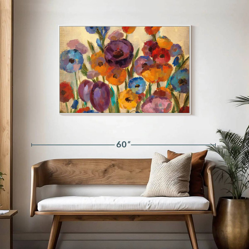 Garden Hues I, Cadre flottant blanc, 43 po x 29 po