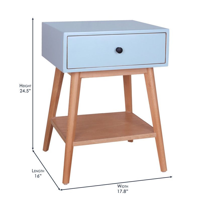 Solid Wood End Table, Aqua