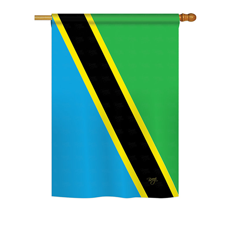 Drapeau de la Tanzanie pour maison / jardin en polyester à 2 faces, H 18,5 po x l 13 po