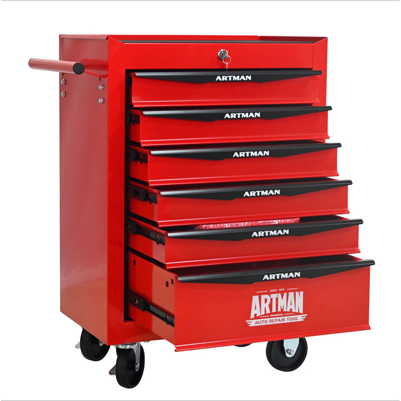 Coffre à outils roulant en métal avec 6 tiroirs, armoire à outils à 6 tiroirs de 20 po avec glissières à roulement à billes, coffre à outils en acier