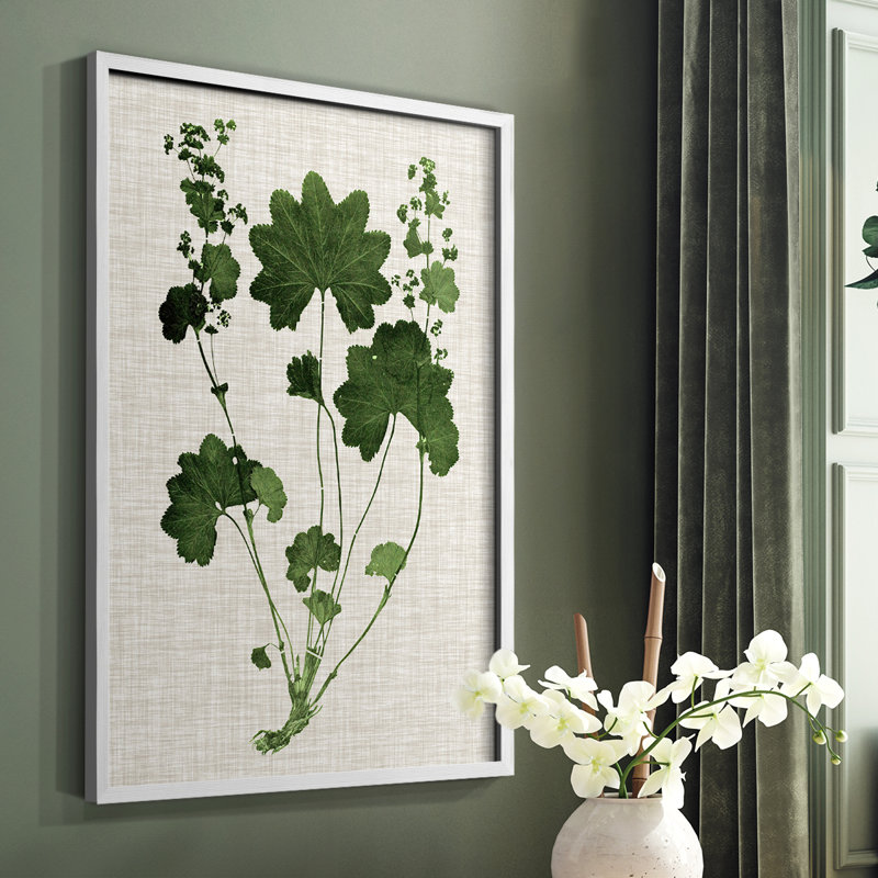 «Forest Foliage on Linen», reproduction encadrée en bois massif, H 20 po x l 16 po, Blanc