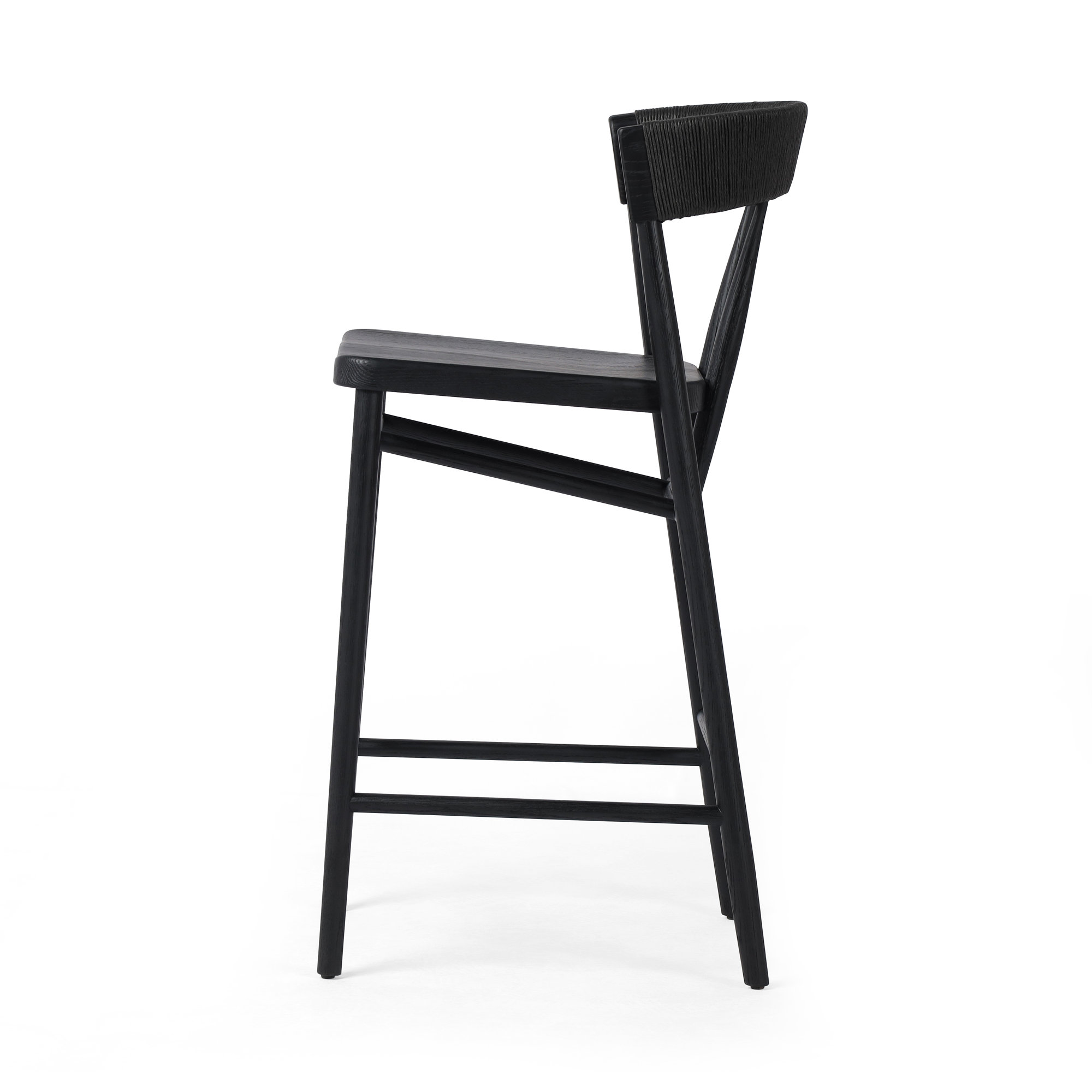 Siofra Solid Wood Stool, Bar Stool (30" Seat Height), Black