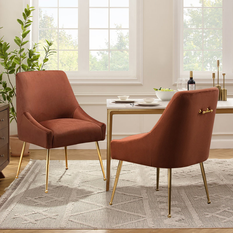  Chaise d'appoint rembourrée Krafick, Velours brun