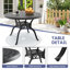 Ensemble de salle à manger bistro en aluminium moulé 3 pièces, table ronde de 100 cm avec trou pour parasol et 2 chaises empilables avec coussins bruns-399688053