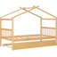 Lit simple en bois avec lit gigogne, pieds en pin massif, design imaginatif, têtes de lit confortables, peu encombrant pour les pièces, apparence naturelle, matériau escamotable de 80,5 po de longueur, ciel-74193232