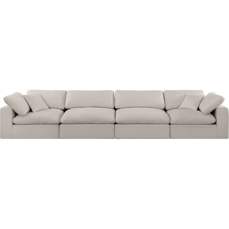 Hollynd 158" Linen Modular Sofa, Beige Linen Textured Fabric