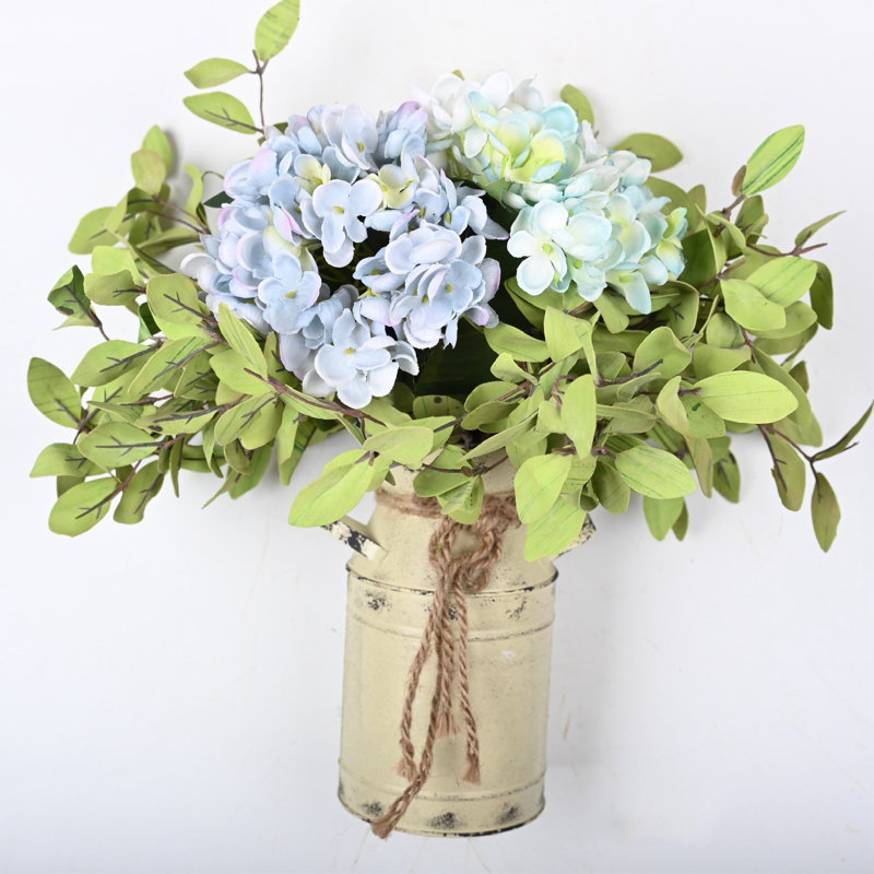 Arrangement d'hortensias en pot, Bleu / vert clair