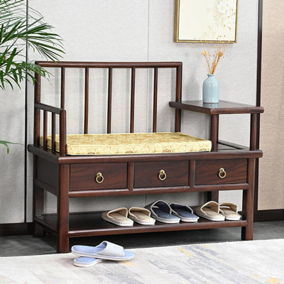Banc de rangement pour chaussures en bois massif 5 paires