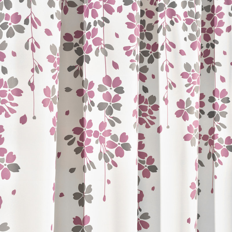 Weeping Flowers Room Darkening Pair, Cream/Purple, 52" W x 84" H
