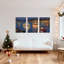Ensemble de 3 tableaux sur toile représentant un défilé de bateaux de Noël-121089022