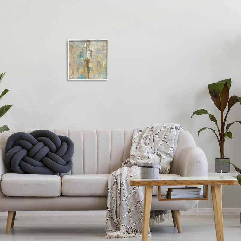 Art moderne, estampe numérique par Justin Turner, H 12 po x l 12 po x P 1,5 po, Giclée encadrée blanc bord de mer