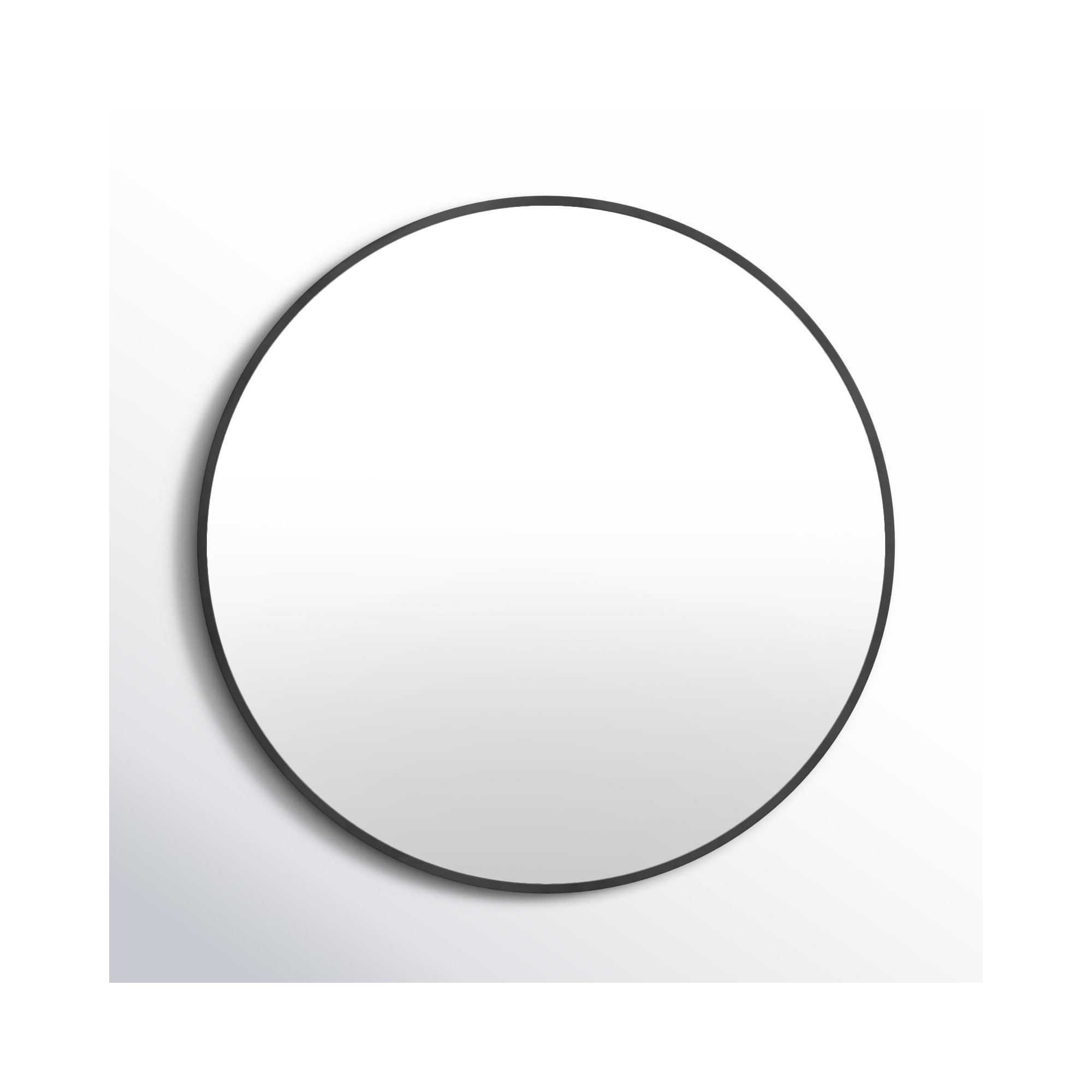 Hub Rubber Round Mirror, Black, 37'' x 37''