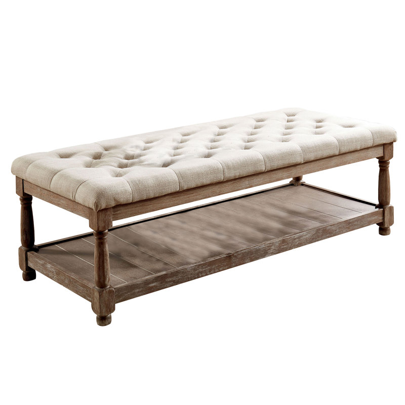 Banc de rangement rembourré avec tablettes Hetzel, Beige, 18.8" H x 48" W x 15.75"D
