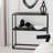 Modern Black Sideboard with Metal Legs, 31.5 x 33.5 x 11.8 inches | 100% Melamine Coated Chipboard, Thickness: 0.7 inches | Industrial Design, Perfect for Storage in Home & Office Spaces