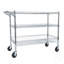 Chariot utilitaire roulant robuste, chariots roulants à 3 niveaux avec roues, avec guidon et tablettes, chariot de rangement 36 po x 18 po x 32 po pour la cuisine, le restaurant, la présentation des plantes, chrome