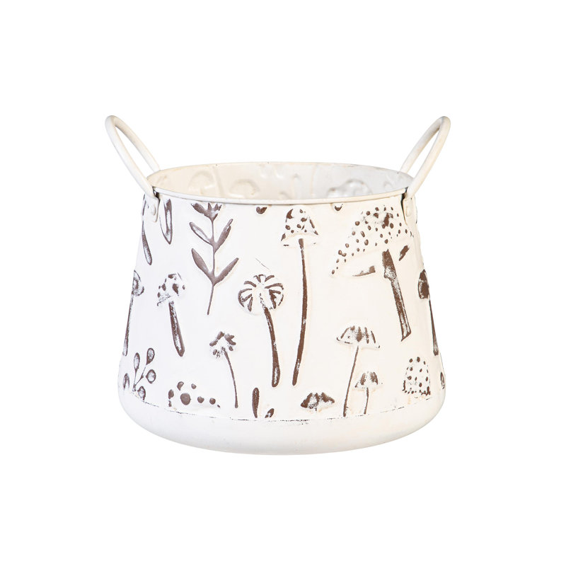 Embossed Mushrooms Planter with Handles, Nested Set of 2