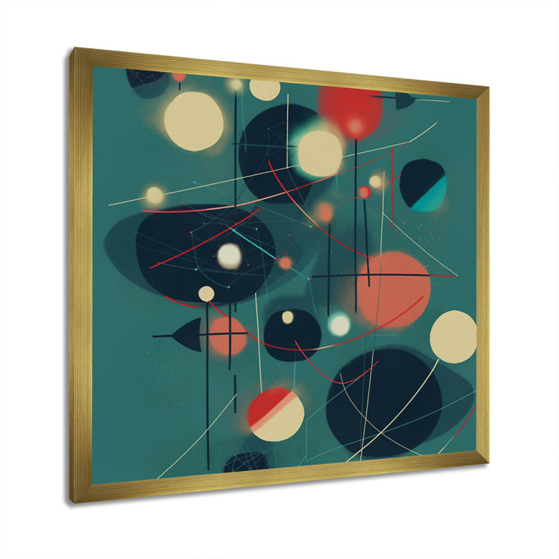 Mid Century Minimalistic approche II, reproduction d'art sur toile, H 16 po x l 16 po x P 1 po, Encadrement doré