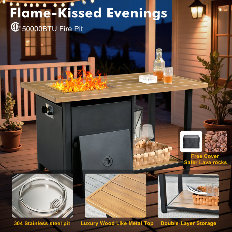 4 - Person Patio Furniture Set With Coffee Table, Outdoor Wicker Rattan Sectional Seating Group With Cushions, All Weather Sofa Conversation Set With Fire Pit Table For Garden Backyard