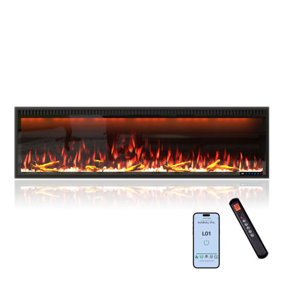 Wall Mounted/Recessed-In Electric Fireplace With Smart WIFI