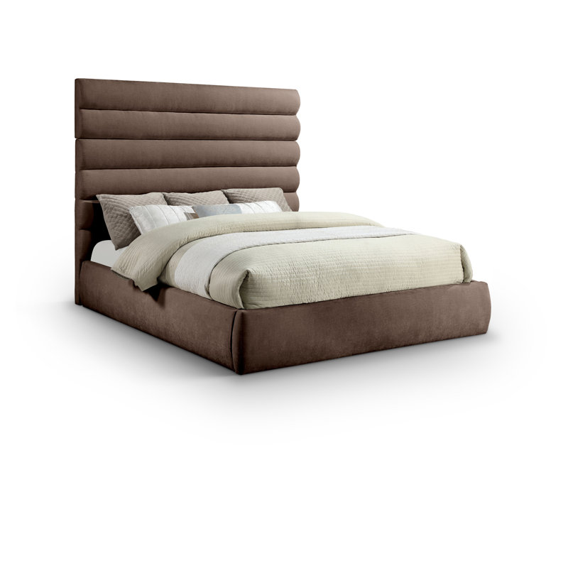 Lit en tissu Adam Chenille, Tissu chenille brun, Très grand