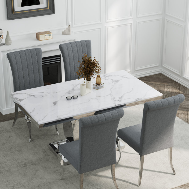 Ensemble de table de salle à manger 5 pièces Modern Luxury, 5 Pieces: Table, 4 Chairs