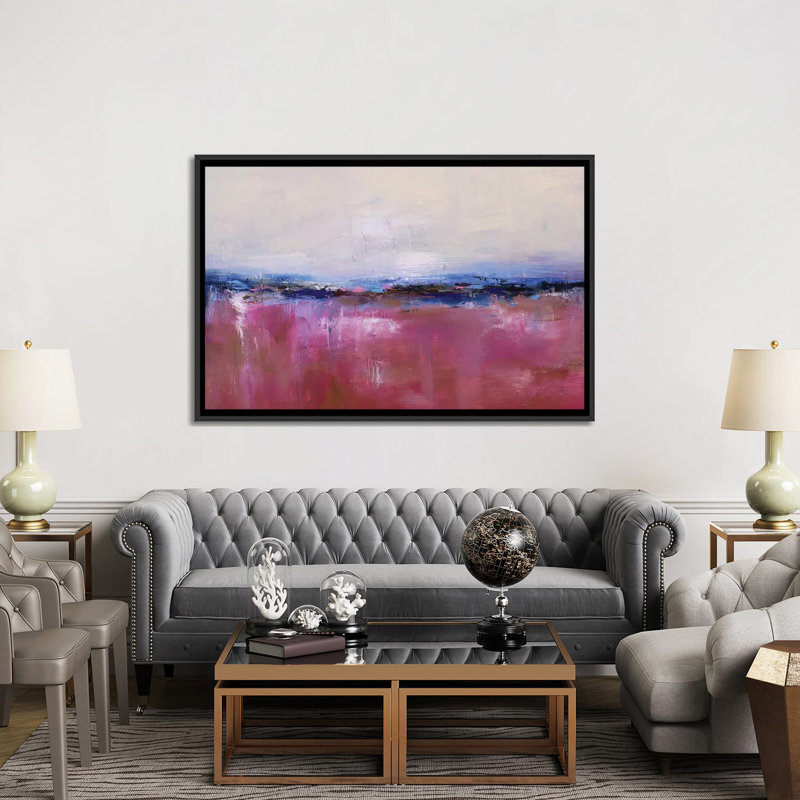 « abstract landscape xx », impression sur toile, H 18 po x l 26 po x P 1,5 po, Toile avec cadre noir, Pas de tapis
