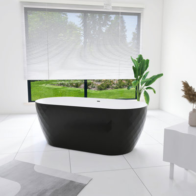 59 In. X 28 In. Acrylic Freestanding Soaking Bathtub In Black