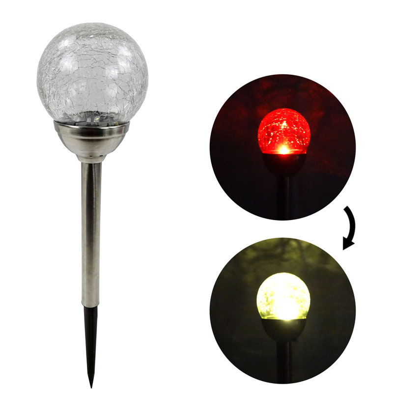 15" Solar Glass Ball Pathway LED Lights Set of 4