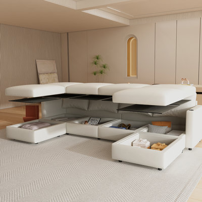 Grand canapé modulaire moderne, canapé modulaire en U avec fonction de rangement