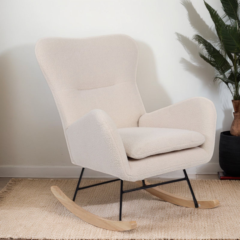 Fauteuil à bascule rembourré 93 po H 93 po, fauteuil d'appoint moderne, siège et dossier moelleux et confortable, pour la chambre à coucher et le salon