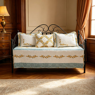 4 Piece Mimi Floral Embroidery Daybed Cover Set