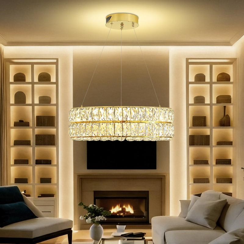 Luminaire suspendu en cristal 15,7 pouces à DEL 