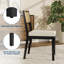 Rattan Dining Chairs Set of 4, Linen Upholstered Wood Chairs, Black-131360748