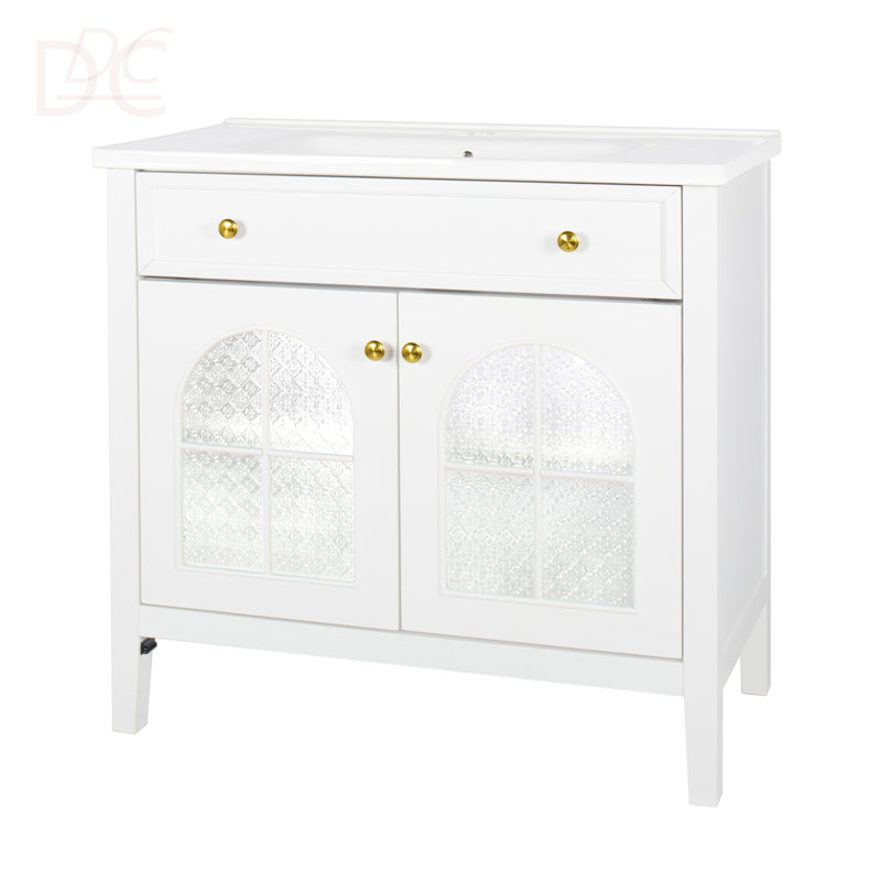 Armoire de salle de bain 35,6 ", seule armoire, Blanc