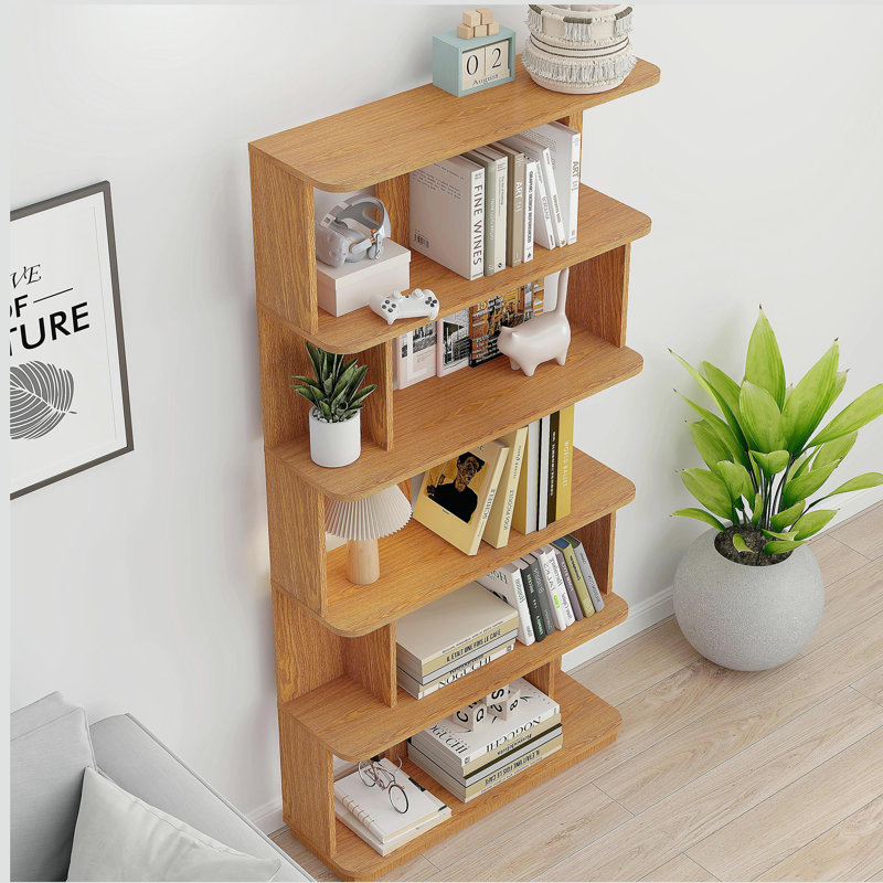 31.5" L x 64.56" H Free combination bookshelf Modern 5-Tier Open Storage Bookcase MDF Wood Display Shelving, Media Storage Shelves