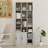 72" Tall Slim Storage Cabinet, 6-Tier Narrow Freestanding Bathroom Cabinet With 1 Door And 2 Adjustable Shelves, Bookcase Display Storage Shelves, Cube CD DVD Storage Cabinet-Antique White