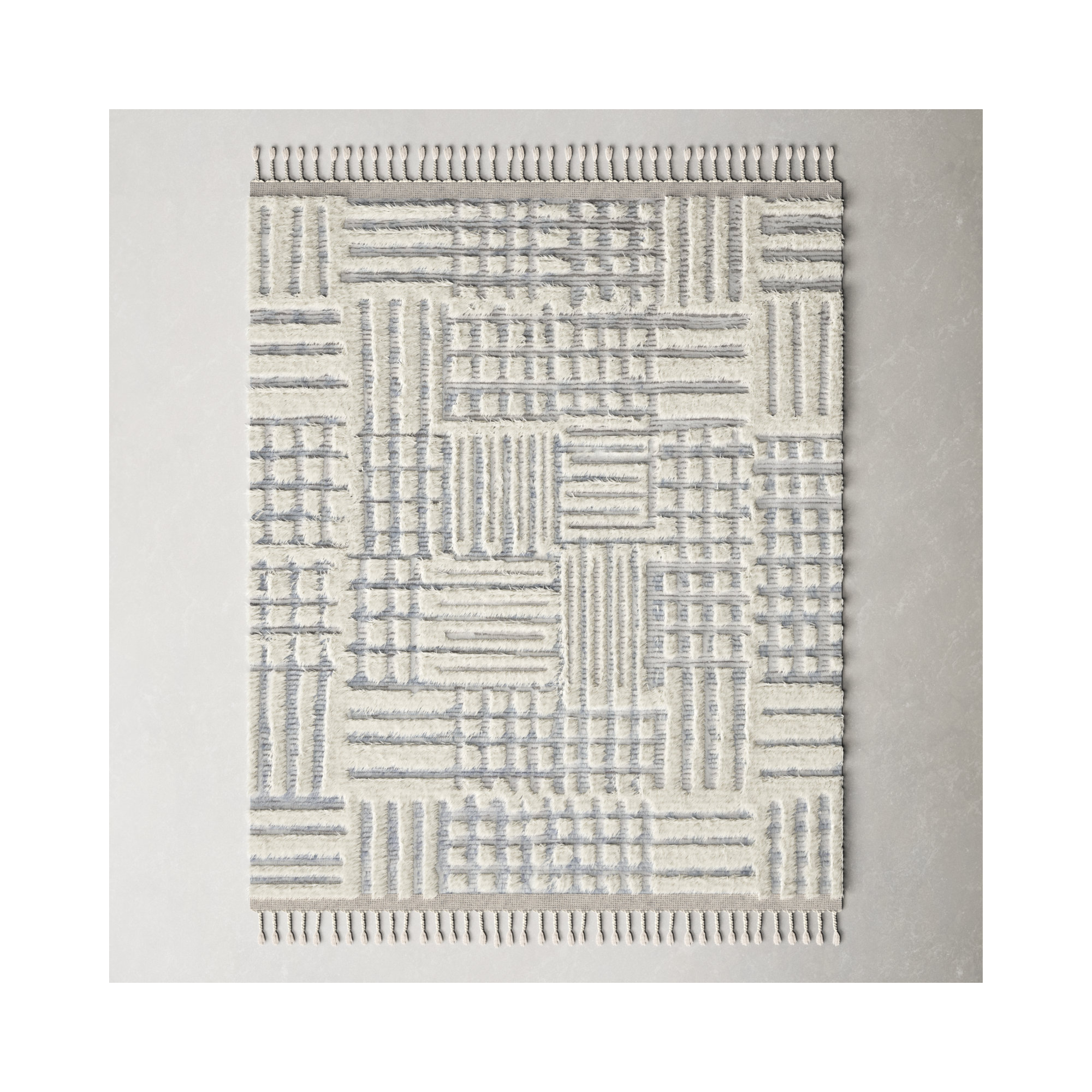 Benjamin Handmade Ivory/Sky Rug, Rectangle 7'9" x 9'9"