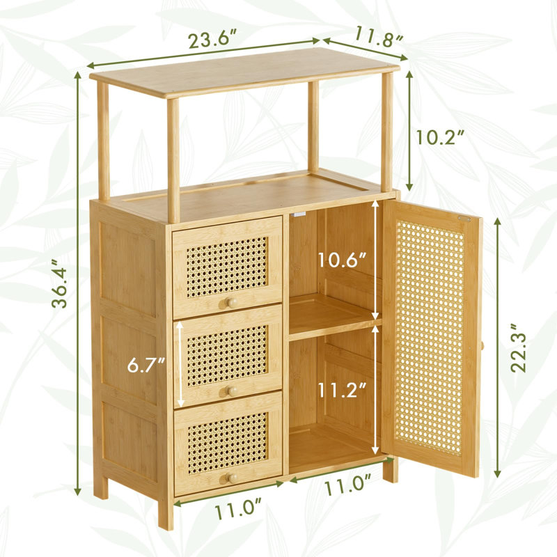 Armoires de rangement en bambou, buffet avec rangement