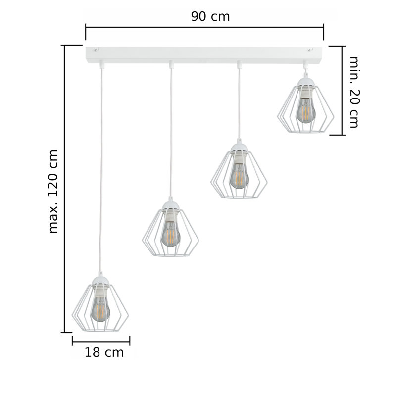 Benicio 4 - Light Kitchen Island Pendant, White