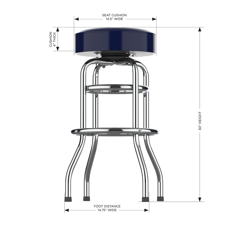 Commercial Grade Chrome Swivel Bar Stool with Vibrant Team Colors  , Chicago Bears