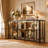Modern Glass Display Cabinet with LED Lights, 4-Door Accent Cabinet for Collectibles, Home Decor and Dining Room Storage